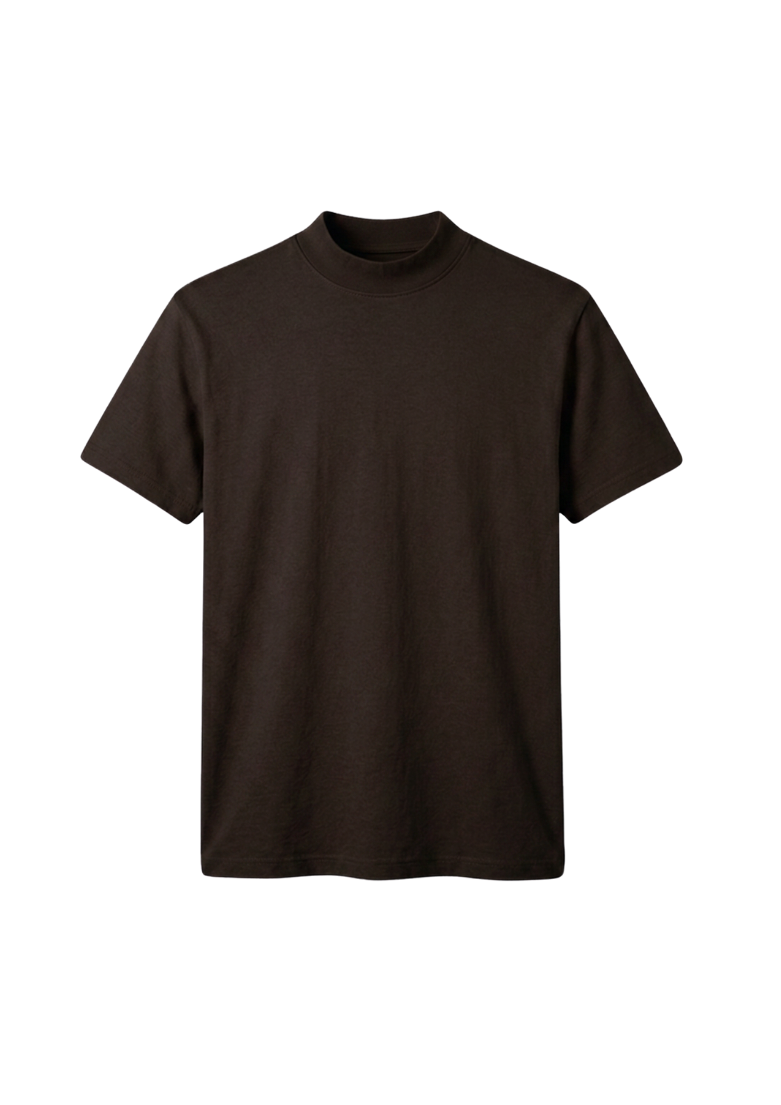 Dark Brown Mock Neck T-Shirt