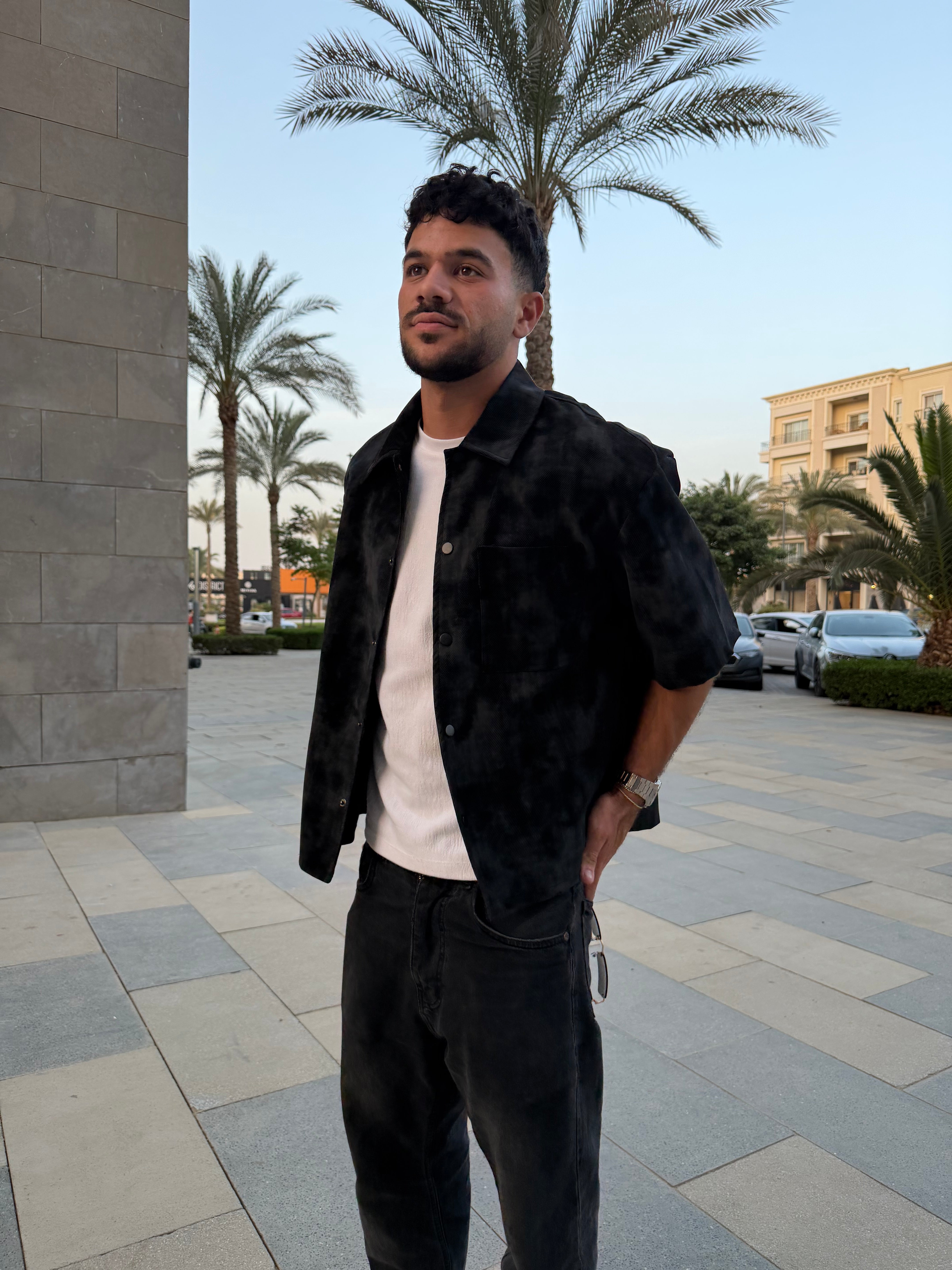 Washed Black Morano Leather Overshirt [ Best Seller ]