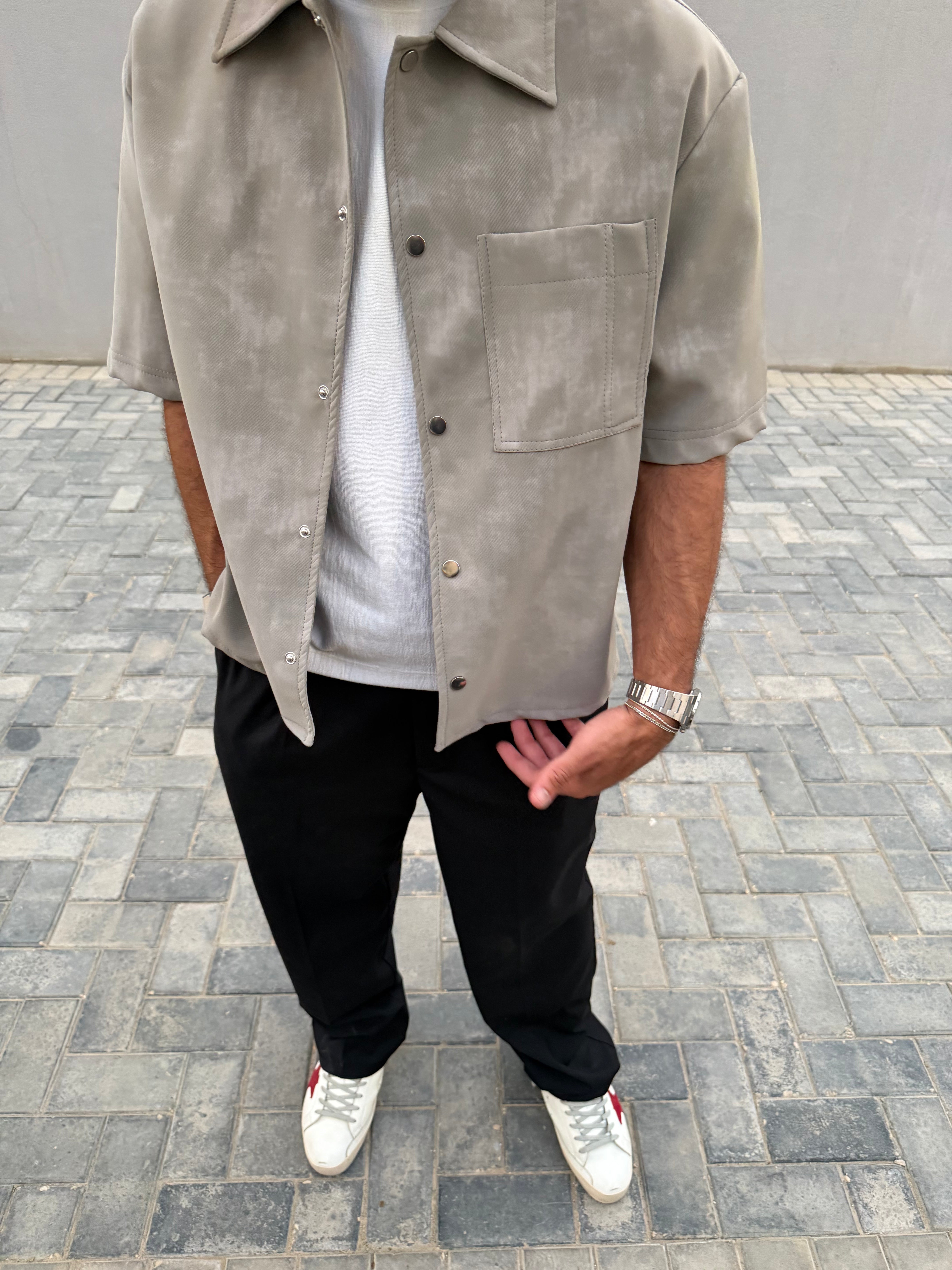 Washed beige Morano Leather Overshirt ( Best Seller )