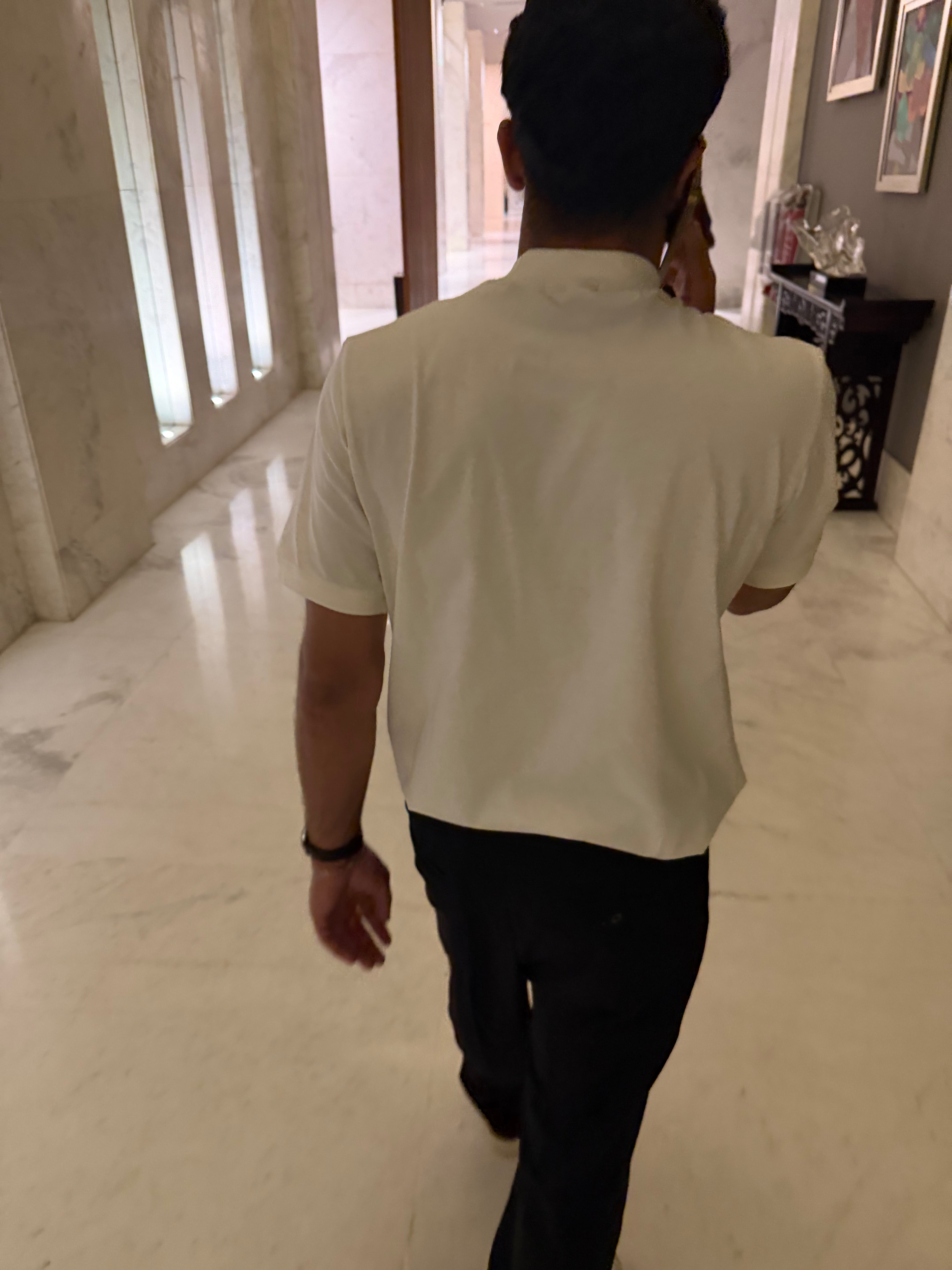 Off White Mock Neck T-Shirt