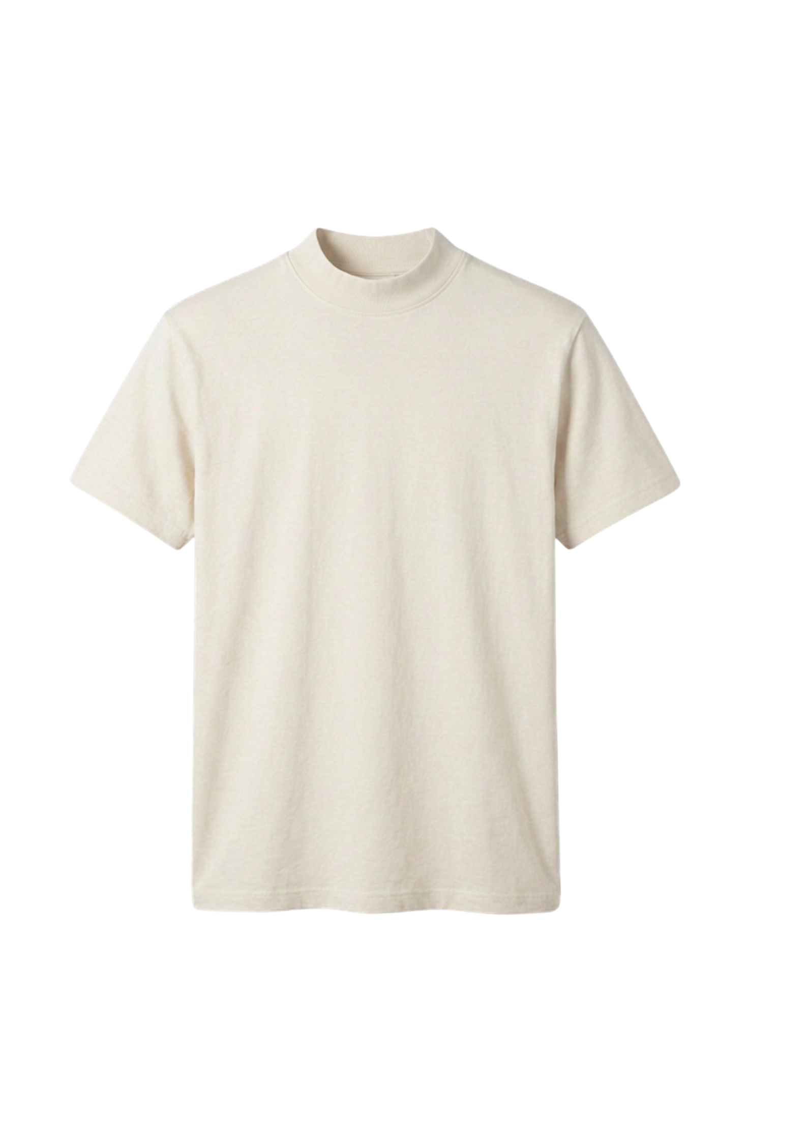Off White Mock Neck T-Shirt