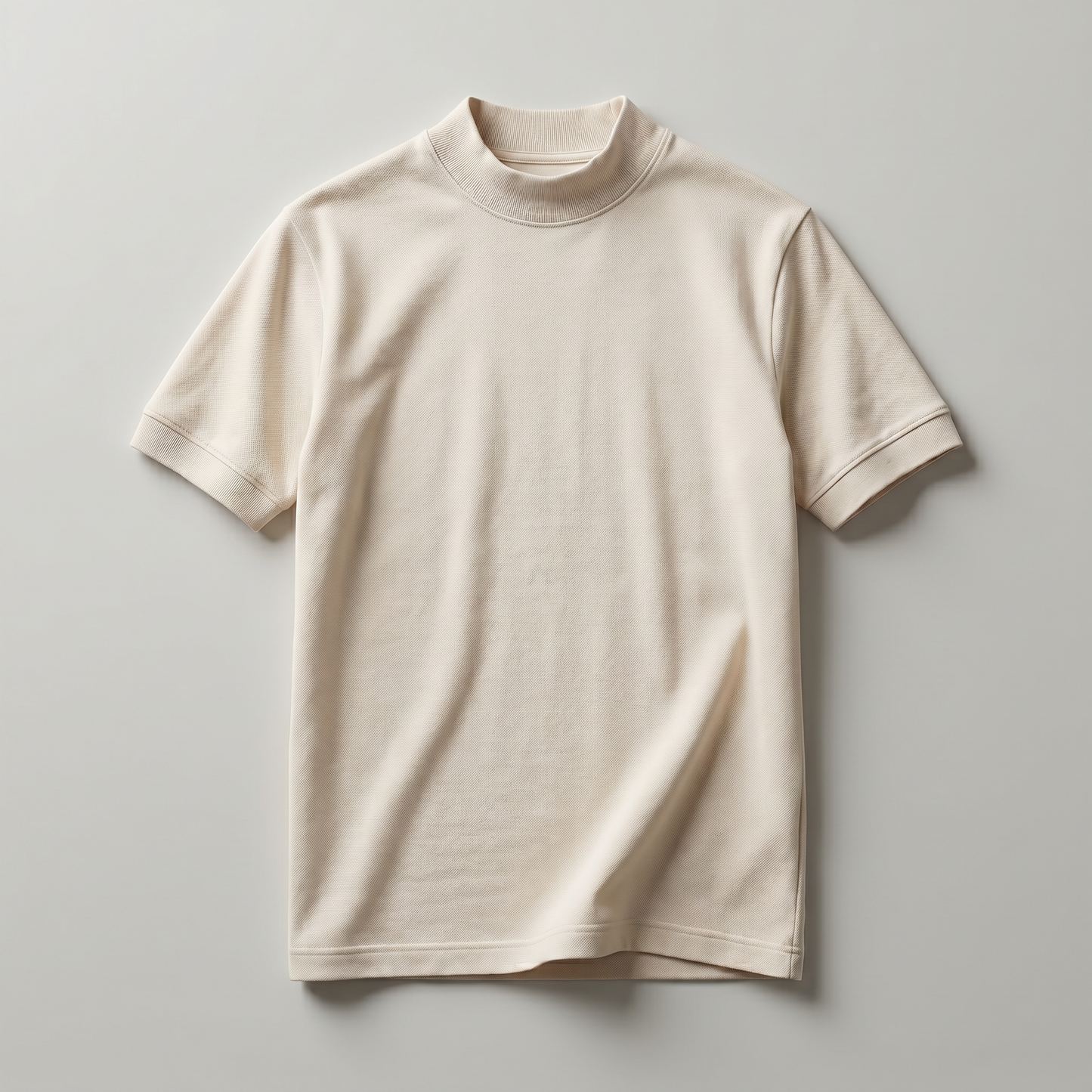 Off White Mock Neck T-Shirt