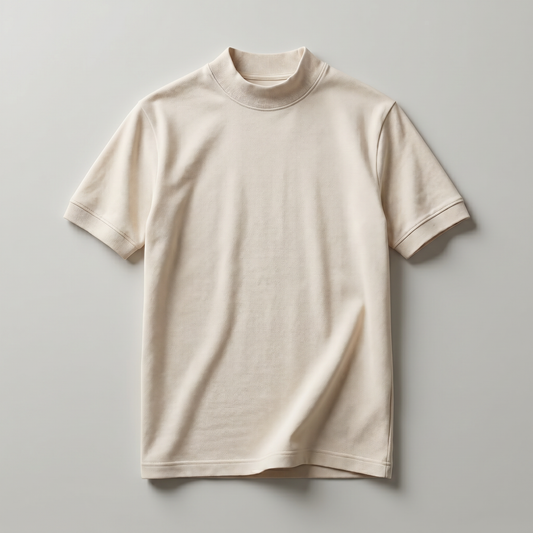 Off White Mock Neck T-Shirt