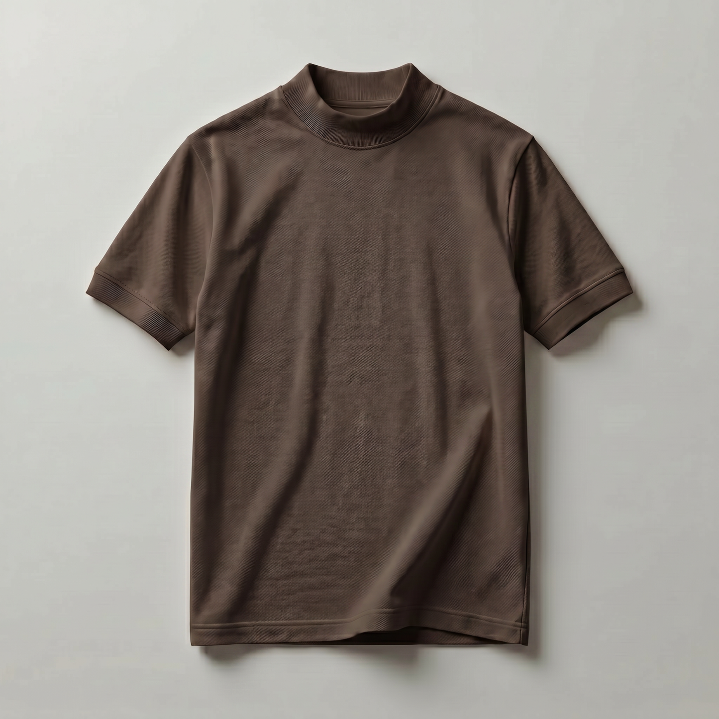 Dark Brown Mock Neck T-Shirt
